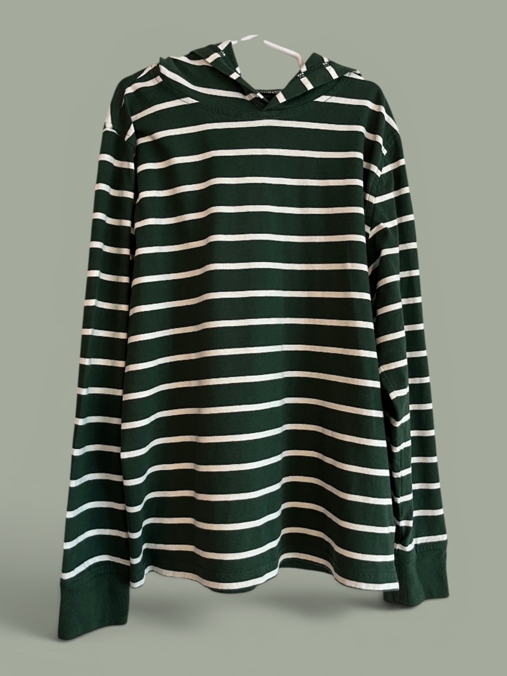 Crewcuts by J. Crew Boys Hunter Green Striped Hoodie Tee Size 10-11